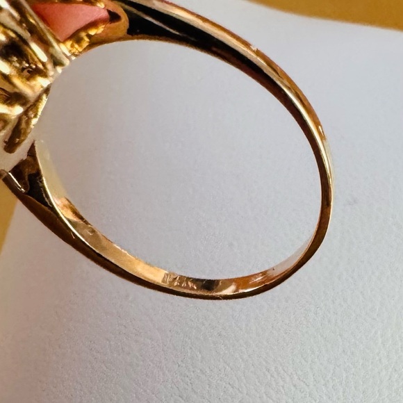 Vintage 14K Yellow Gold Floral Cluster Diamond Ring Statement Cocktail size 8 - Picture 6 of 6